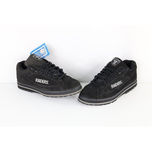 Deadstock Vtg 90s Mens 10 Spell Out Leather Los Angeles Raiders Football Shoes - Picture 1 of 9